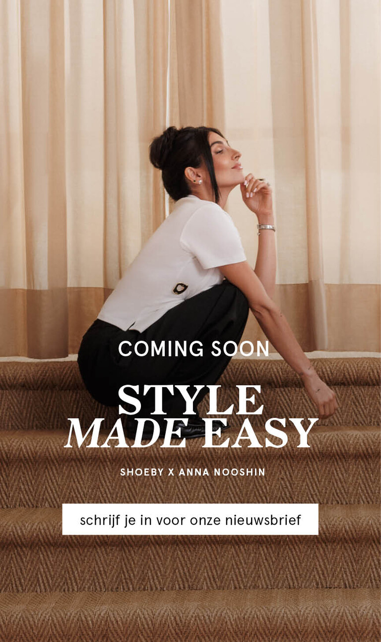 Schrijf je in voor onze nieuwsbrief om op de hoogte te blijven over de lancering van onze allereerste Shoeby x Anna Nooshin collectie.