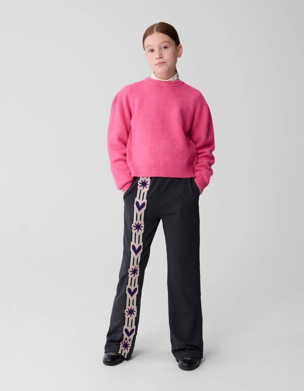 Heart Tape Wide Leg Broek Donkergrijs SHOEBY GIRLS