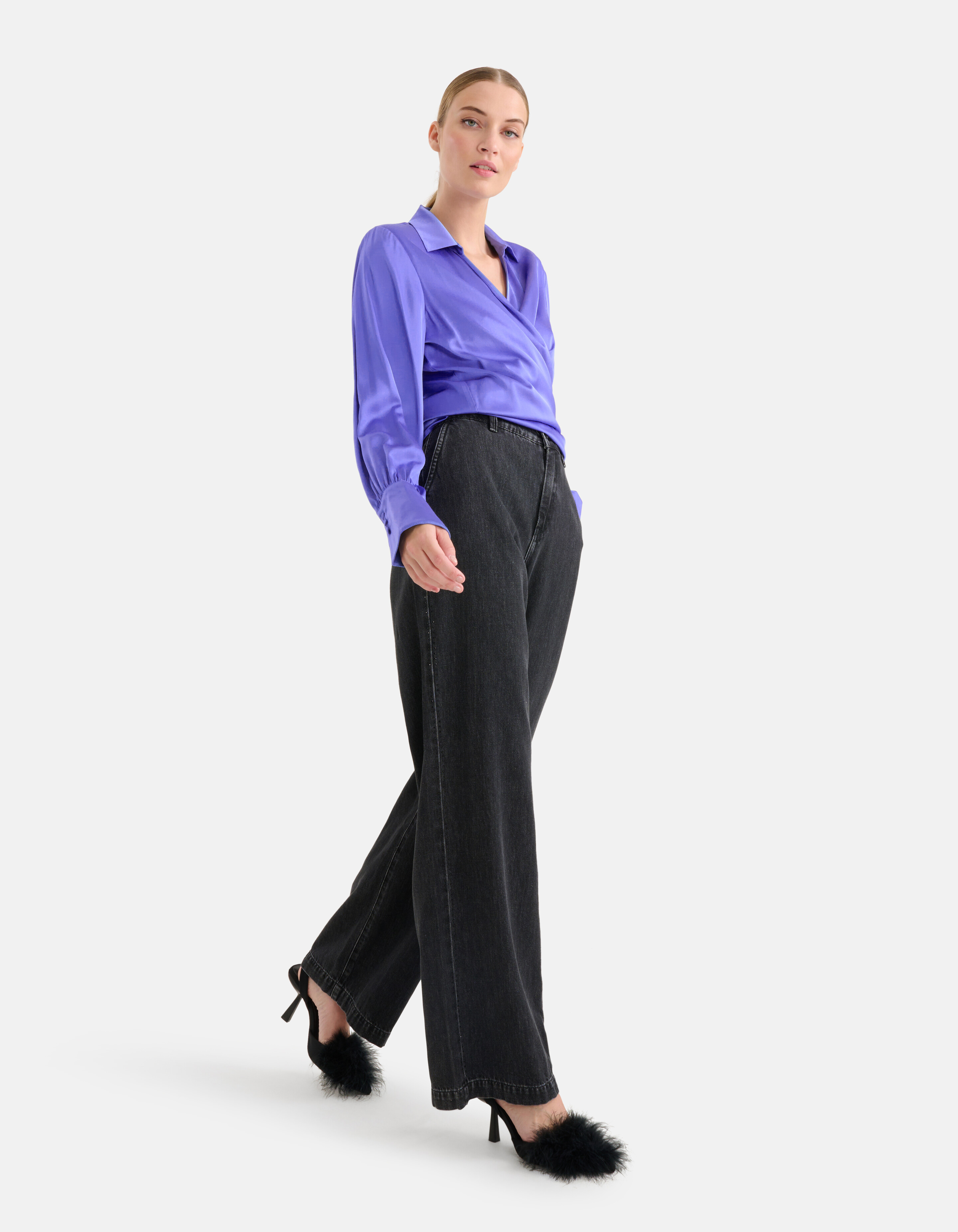 Strass Wide Leg Jeans Donkergrijs L32 By Mieke SHOEBY WOMEN