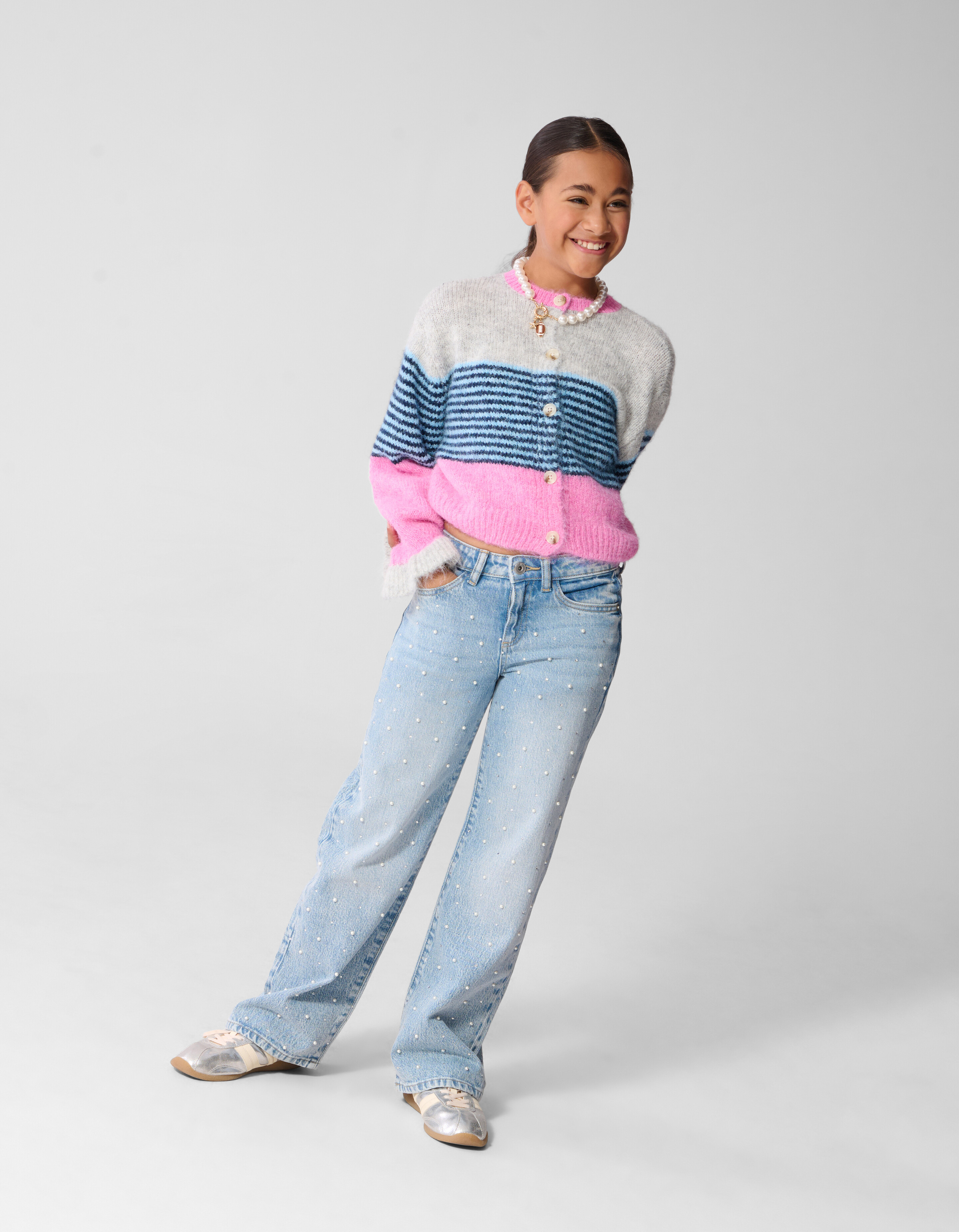 Fluffy Gestreept Vest Roze SHOEBY GIRLS