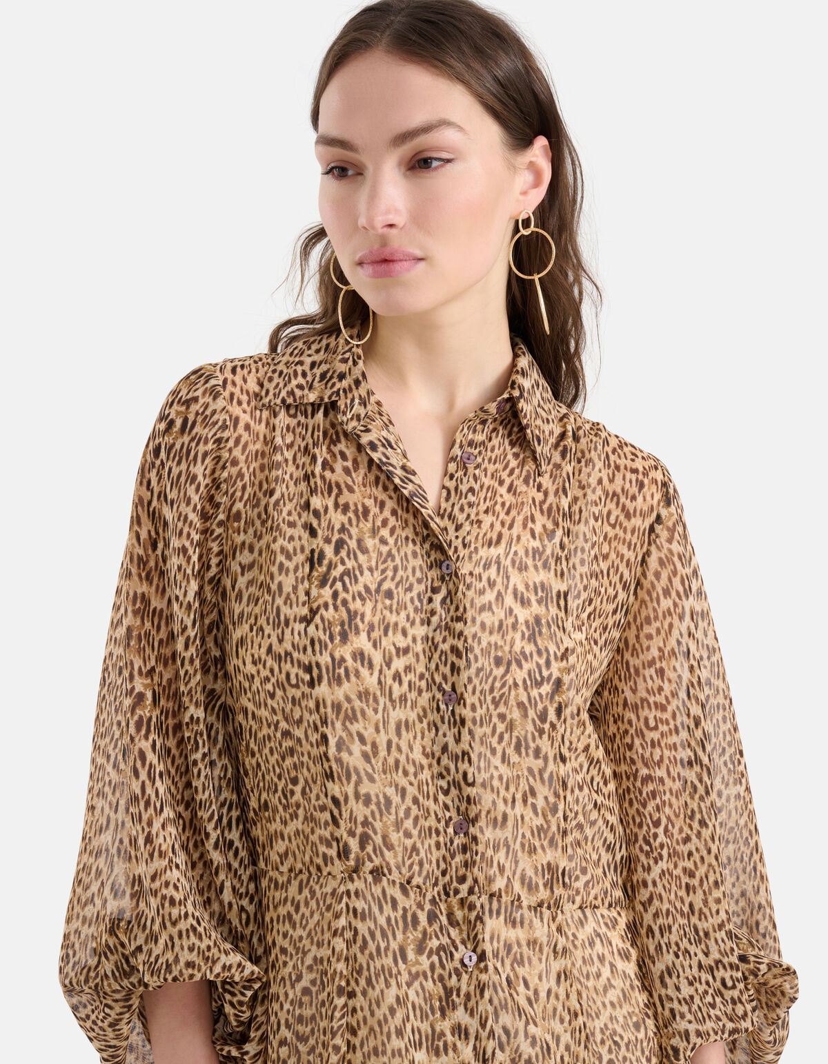 Cheetah Maxi Jurk Bruin SHOEBY WOMEN