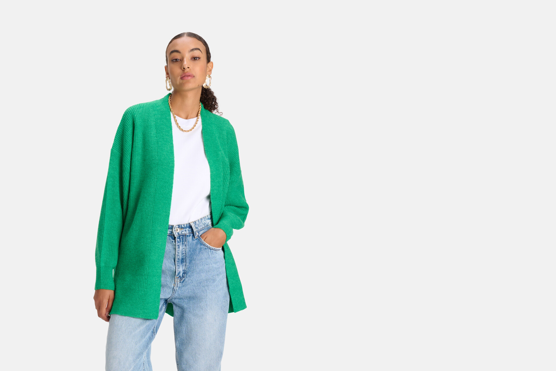 Gebreid Vest Groen SHOEBY WOMEN