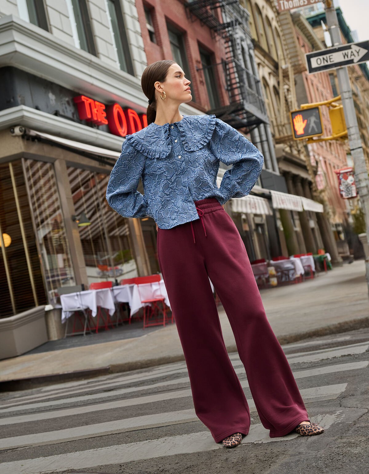 Wide Leg Jogger Broek Donkerrood SHOEBY WOMEN