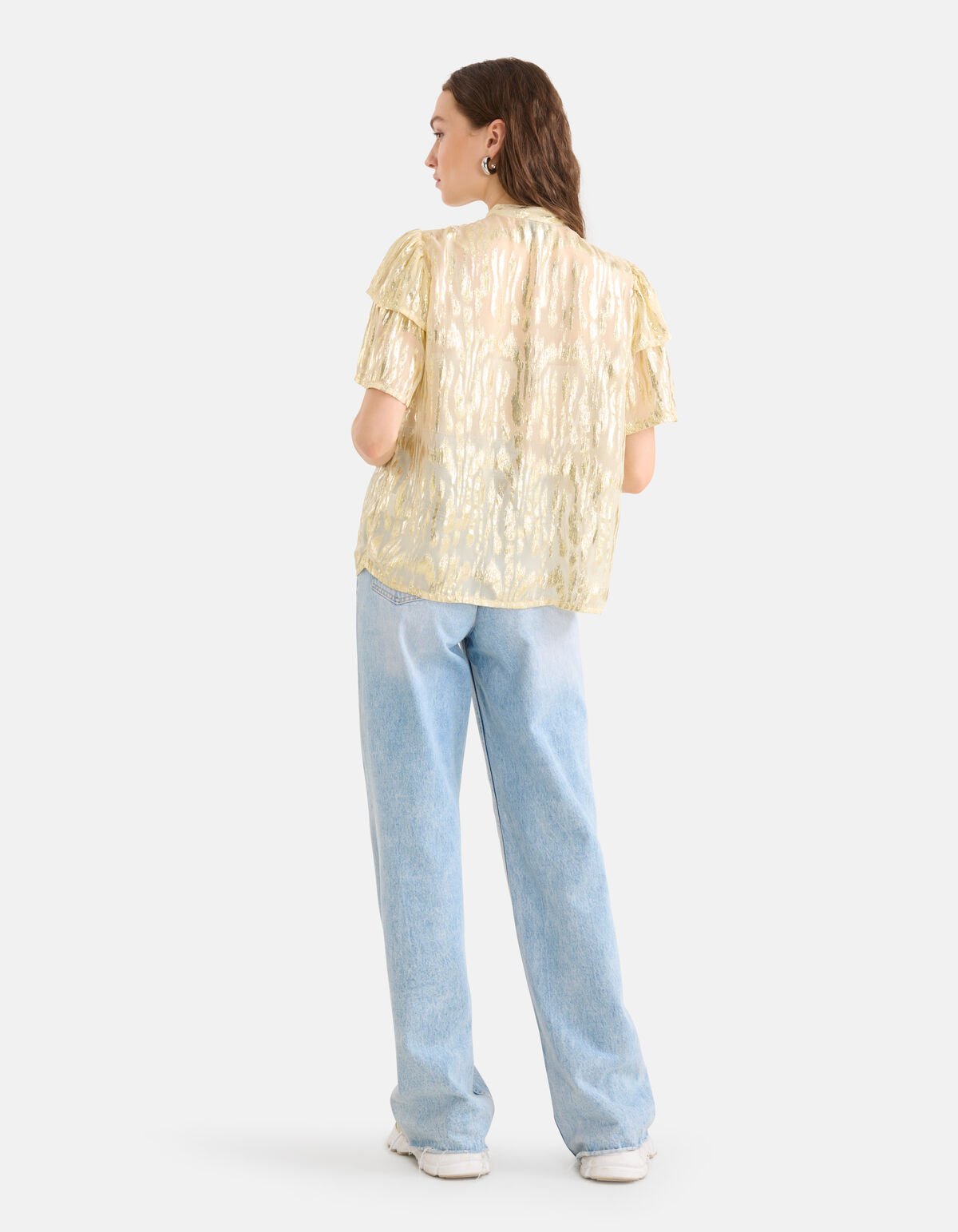 Jacquard Lurex Top Gebroken Wit SHOEBY WOMEN