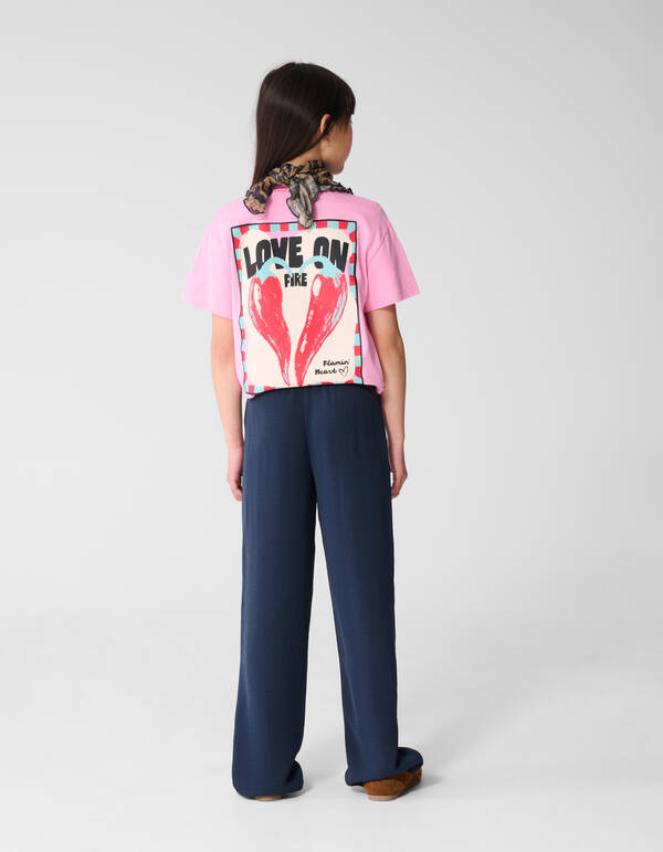 Piping Wide Leg Fit Broek Donkerblauw SHOEBY GIRLS