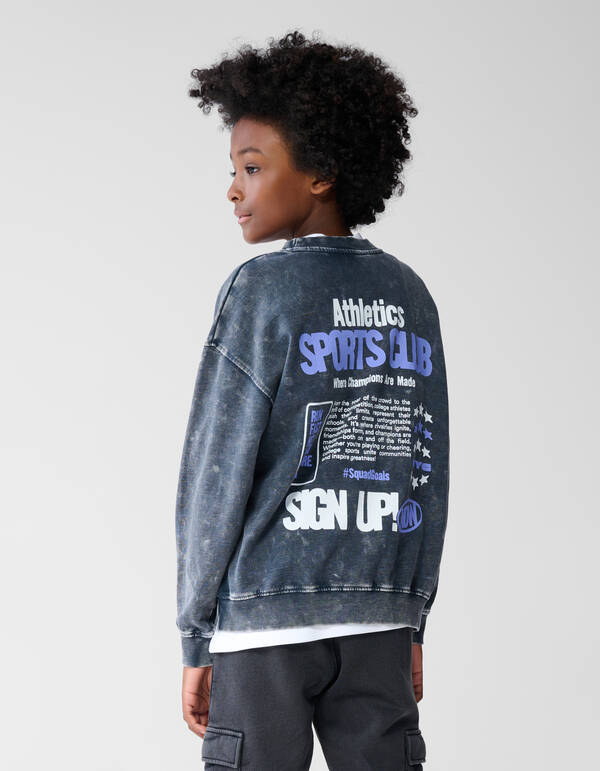 Washed Club Artwork Sweater Donkergrijs SHOEBY BOYS