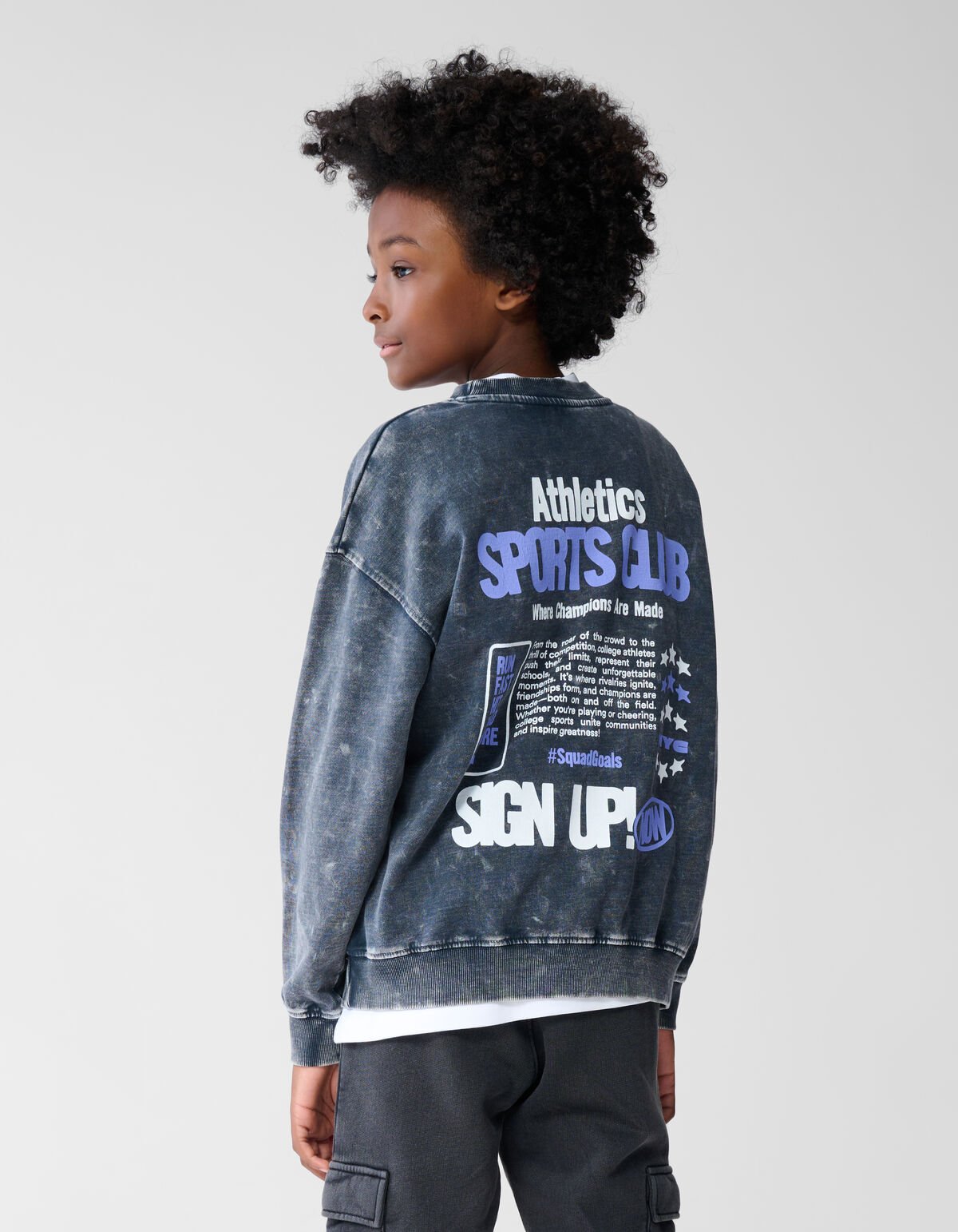 Washed Club Artwork Sweater Donkergrijs SHOEBY BOYS