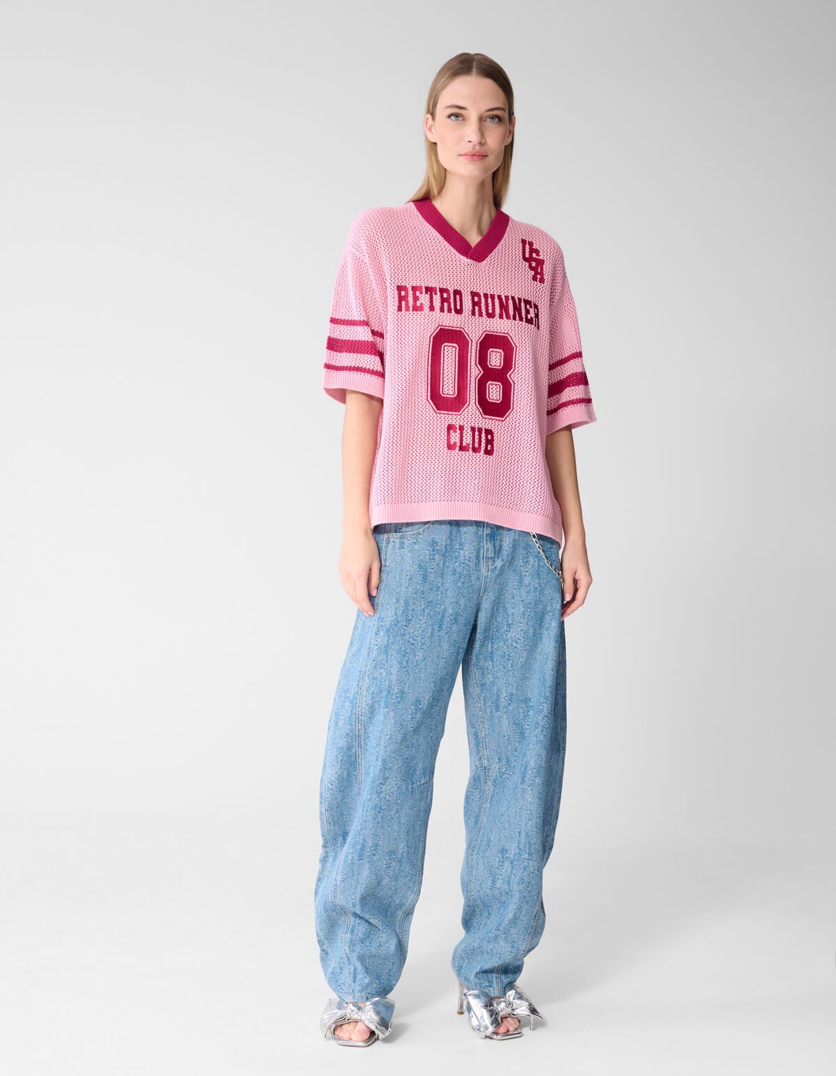 Oversized Baseball T-shirt Roze SHOEBY WOMEN