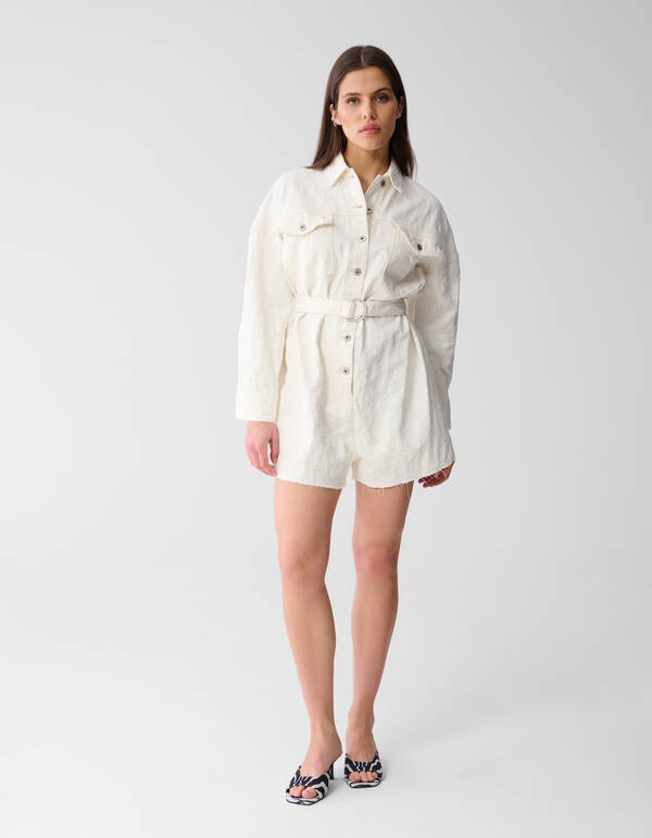 Structuur Jumpsuit Gebroken Wit SHOEBY WOMEN