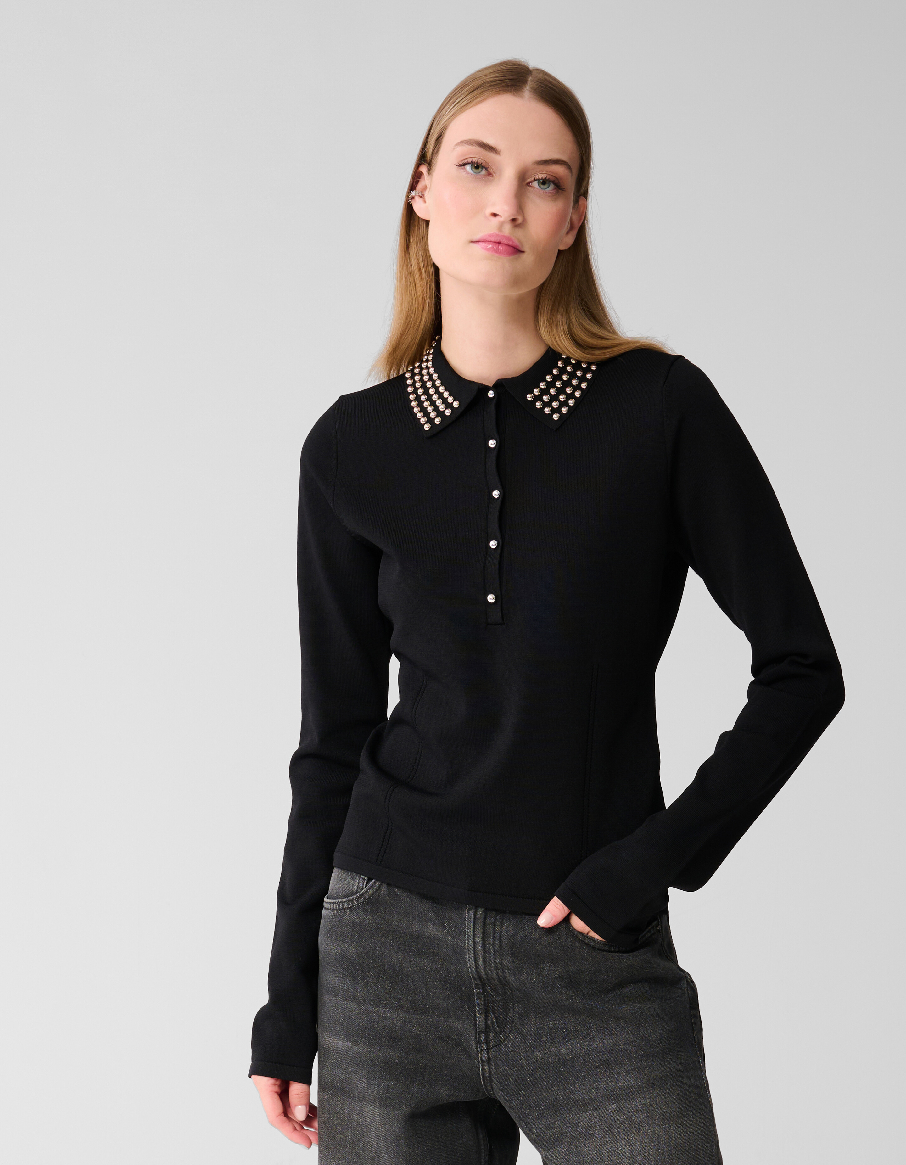 Strass Knit Polo Zwart SHOEBY WOMEN