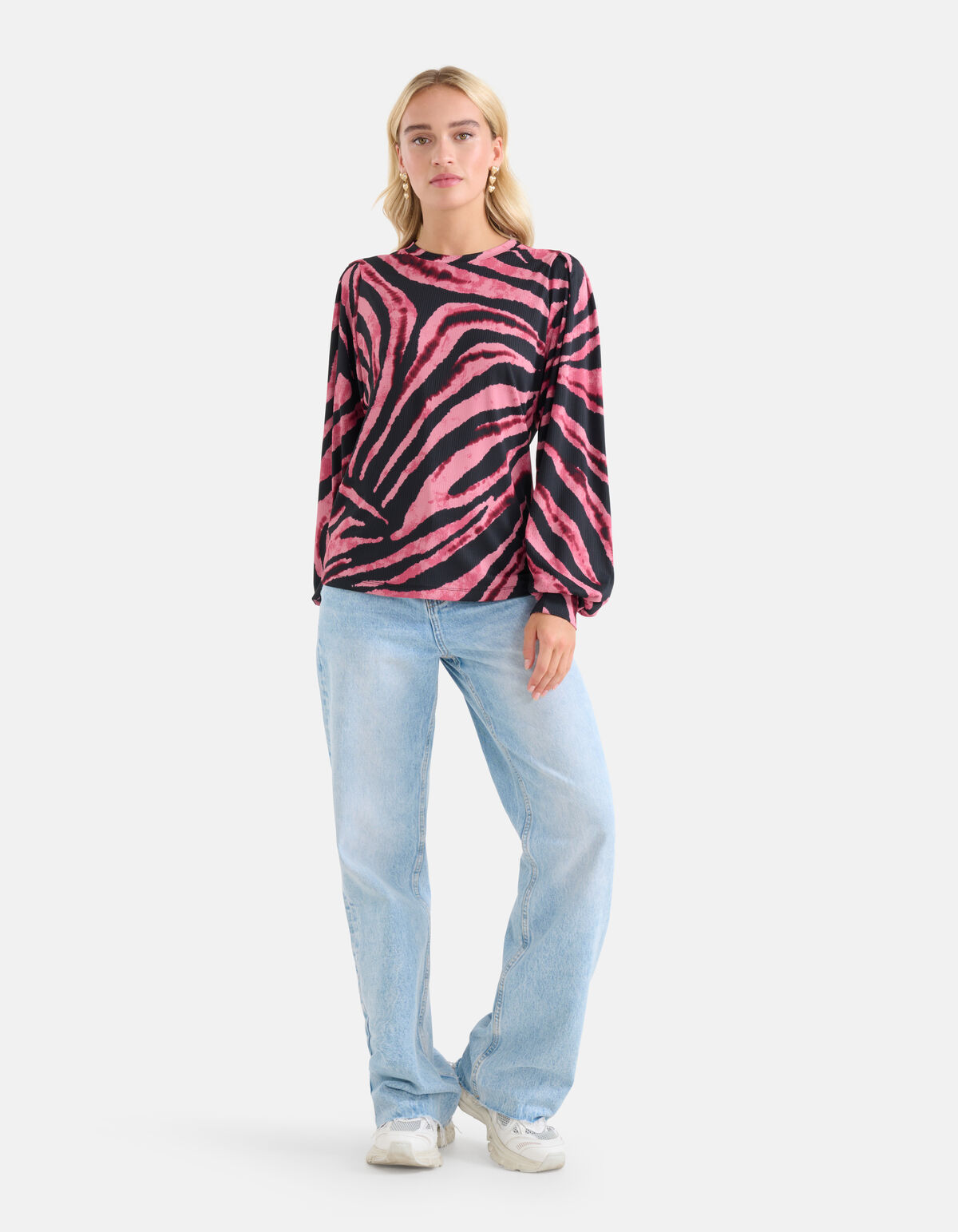 Printed Rib Longsleeve Roze SHOEBY WOMEN