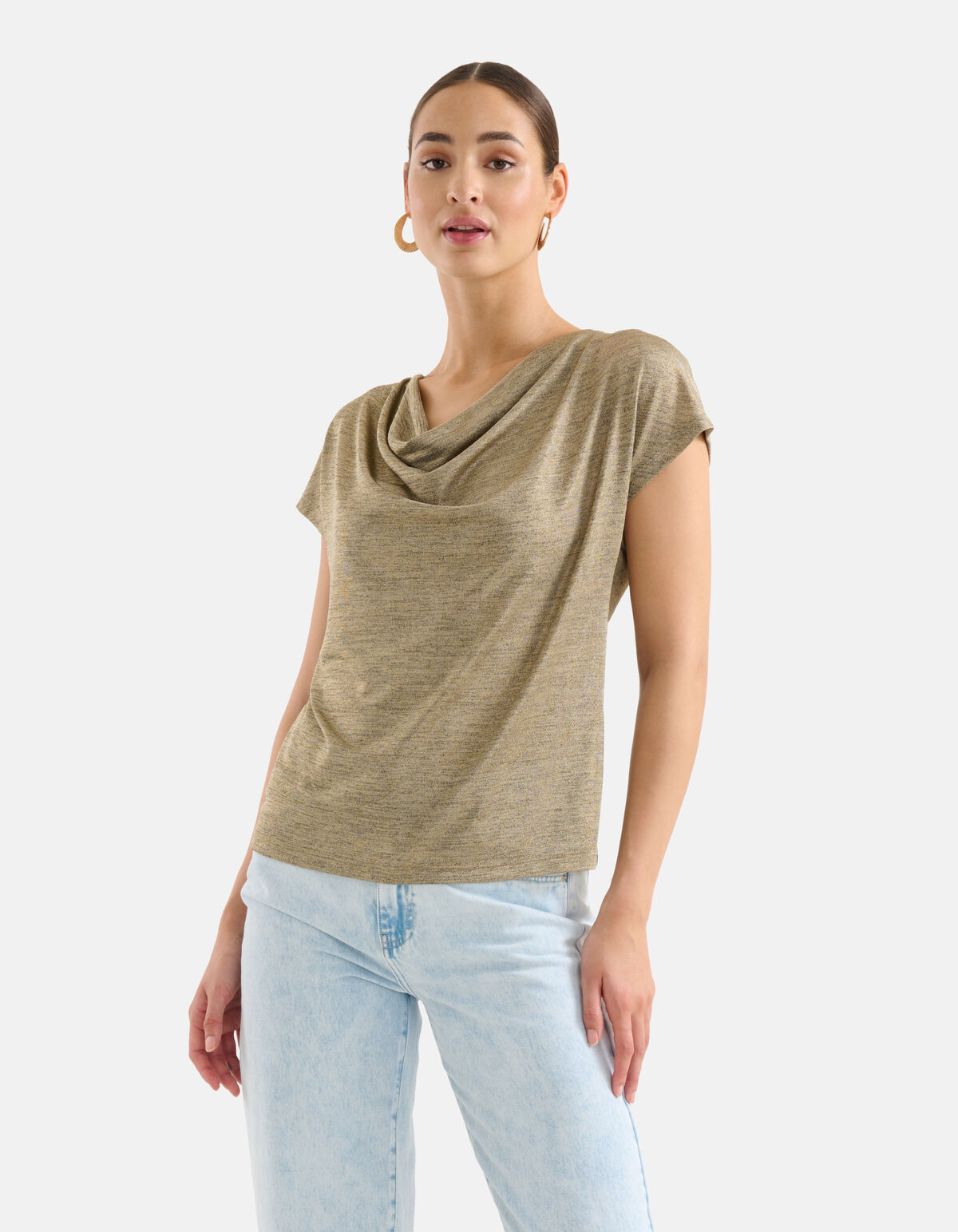 Gedrapeerde Glitter Top Goud SHOEBY WOMEN