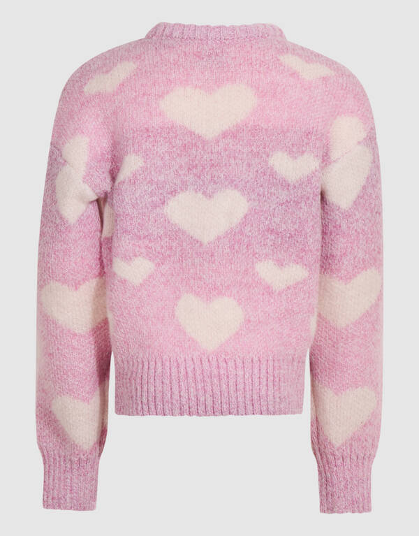 Heart Print Gebreide Trui Roze SHOEBY GIRLS