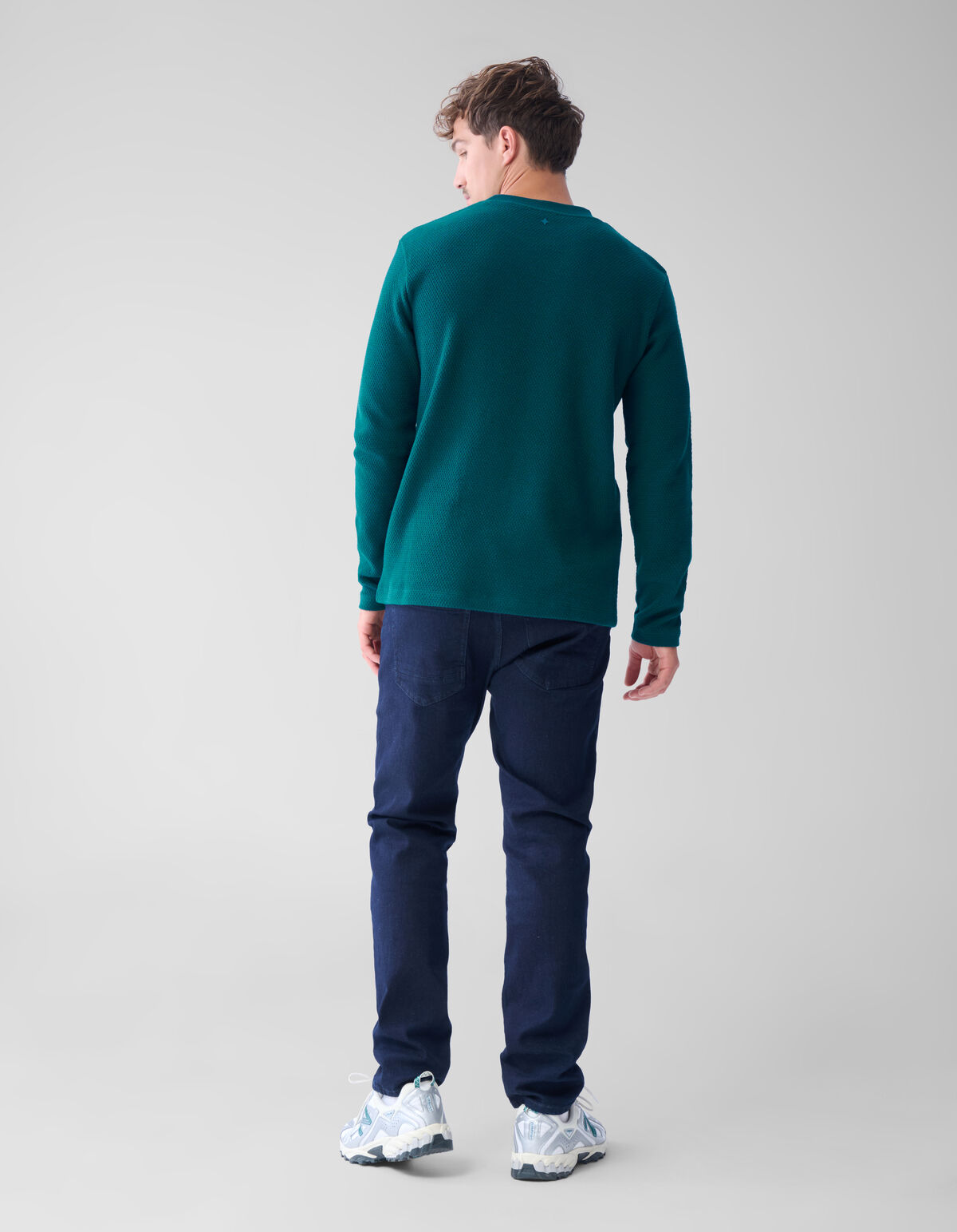Structuur Jersey Longsleeve Donkergroen SHOEBY MEN