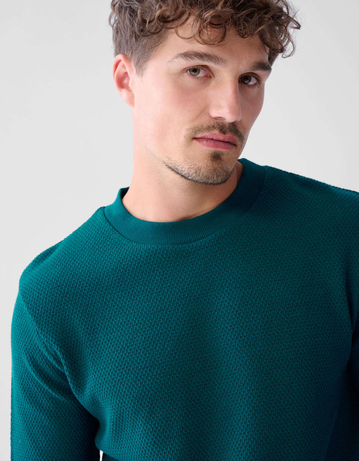 Structuur Jersey Longsleeve Donkergroen SHOEBY MEN