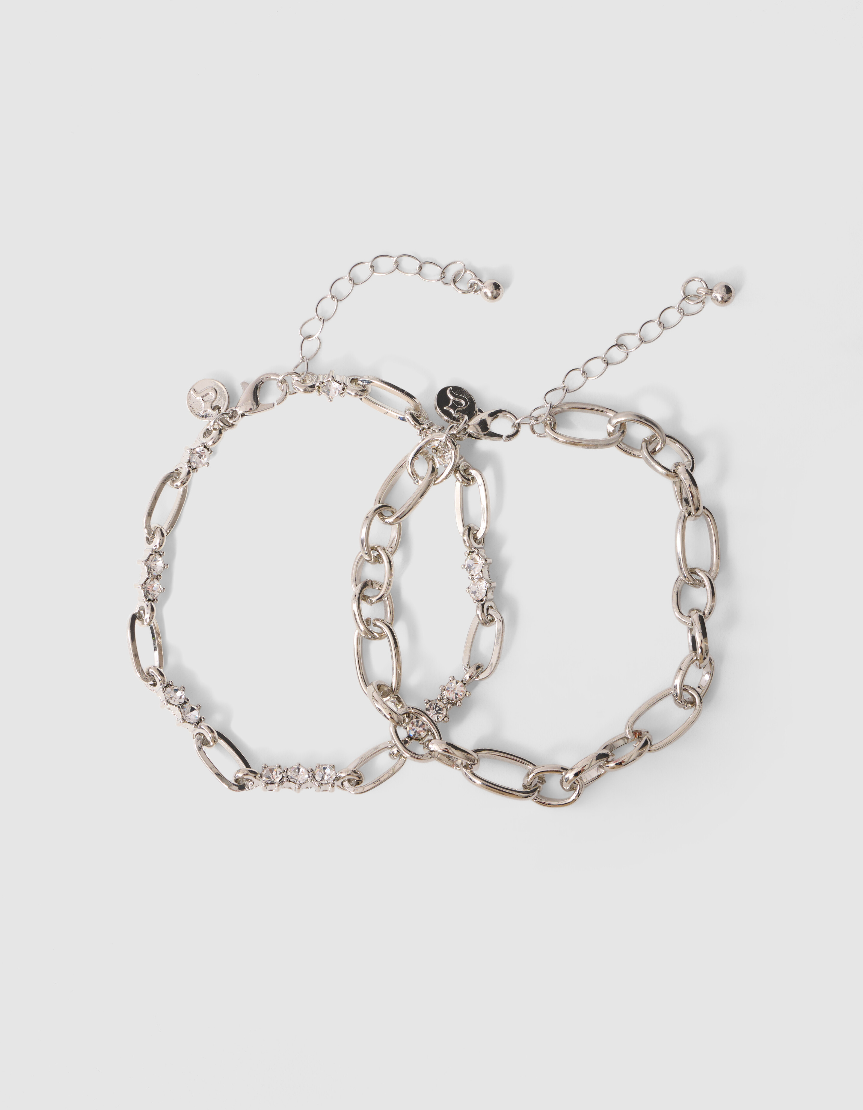 Double Layer Strass Armband Zilver SHOEBY ACCESSOIRES