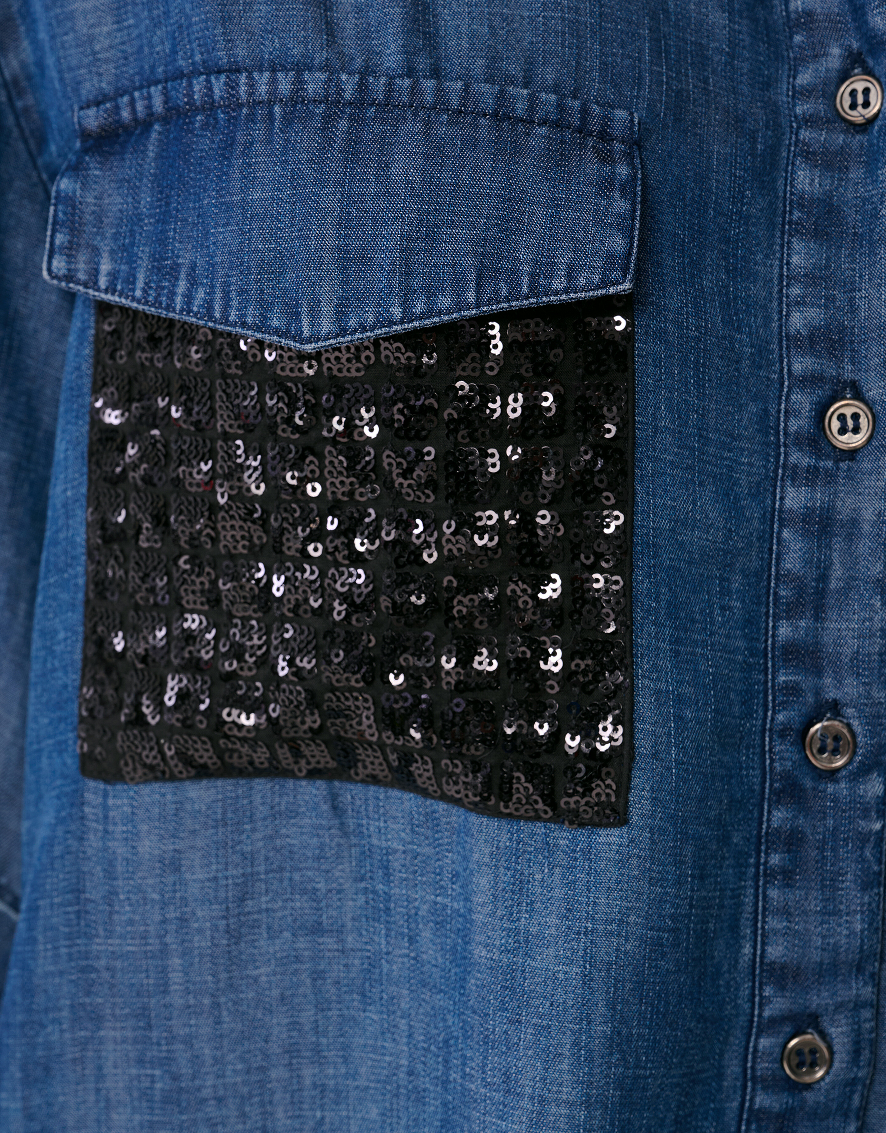 Denim Sequin Blouse Blauw By Mieke SHOEBY WOMEN