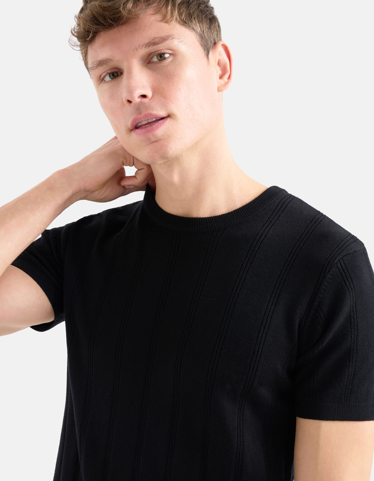 Gebreid T-shirt Zwart SHOEBY MEN