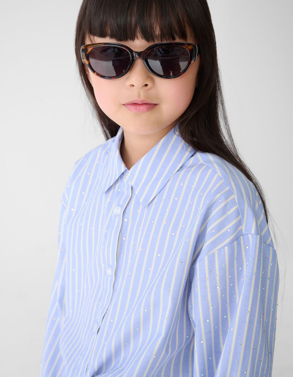 Oversized Fit Poplin Blouse Lichtblauw SHOEBY GIRLS