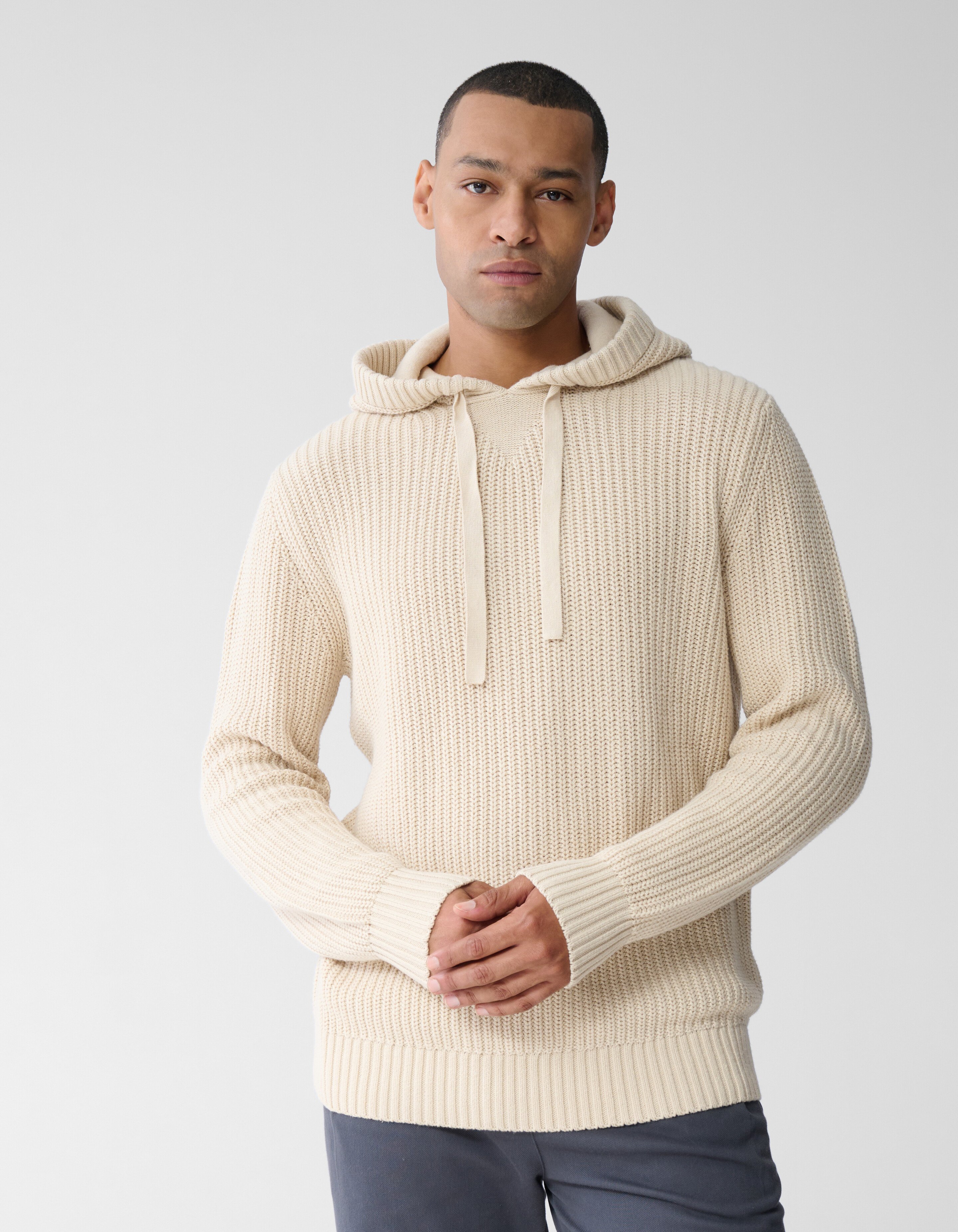 Knit Hoodie Gebroken Wit SHOEBY MEN