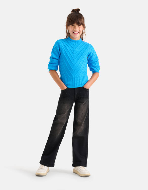 Strass Wide Leg Jeans Zwart SHOEBY GIRLS