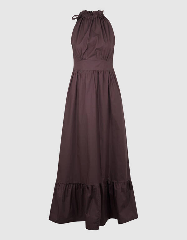 Halter Maxi Jurk Bruin SHOEBY WOMEN