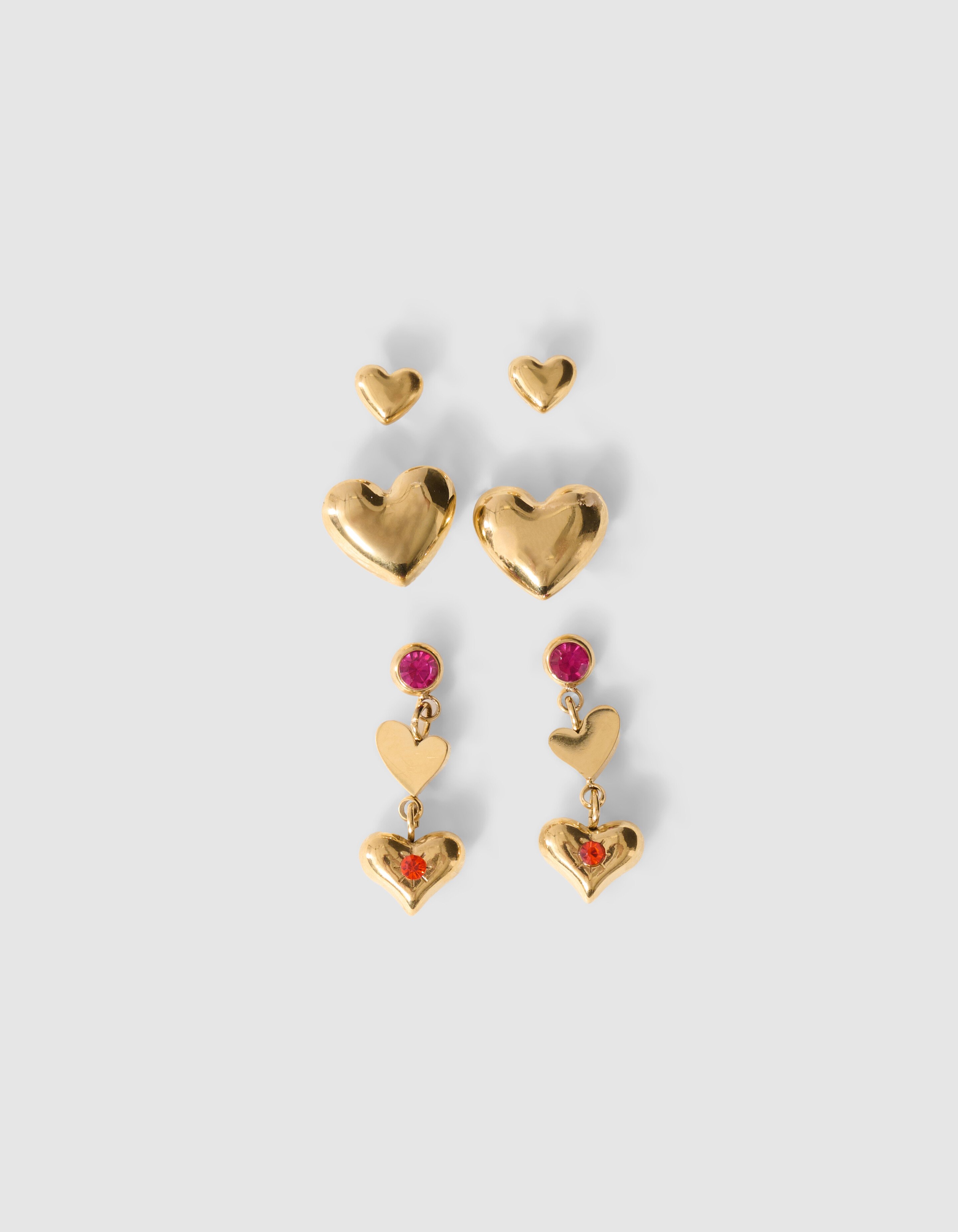 Heart Stud Oorbellen Set Goud SHOEBY ACCESSOIRES