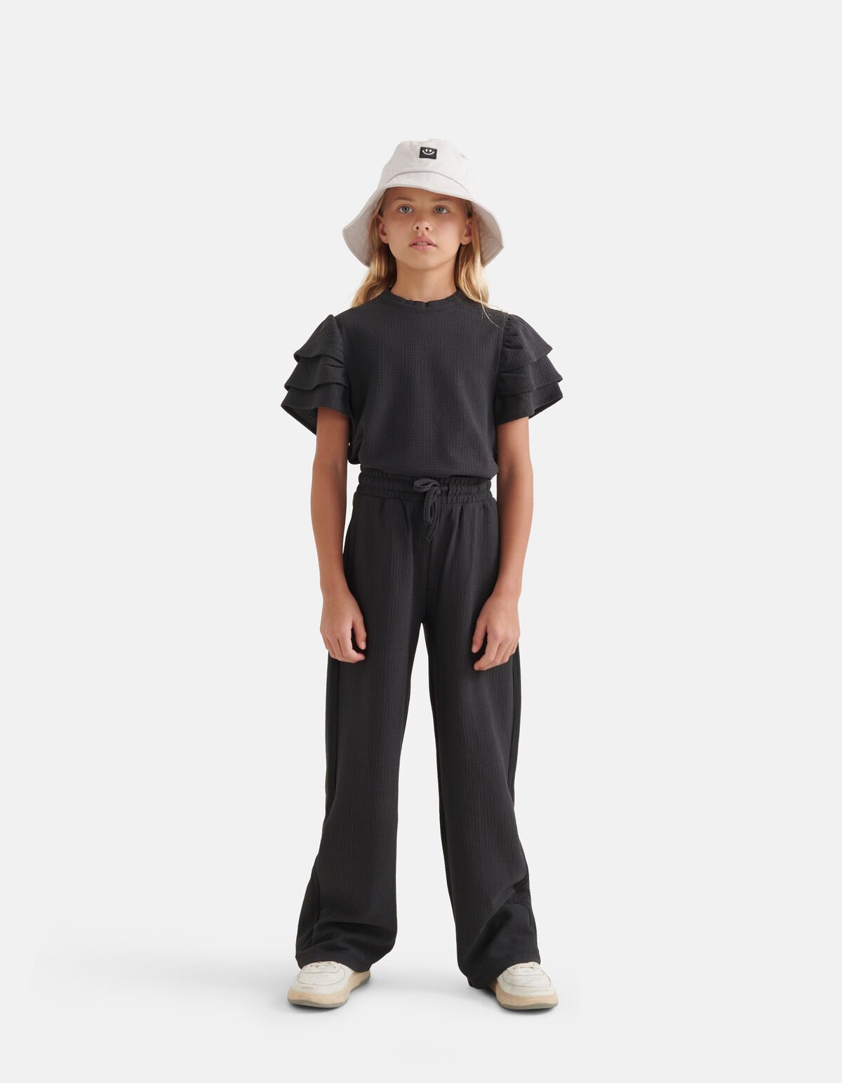 Crinkle Palazzo Broek Donkergrijs SHOEBY GIRLS