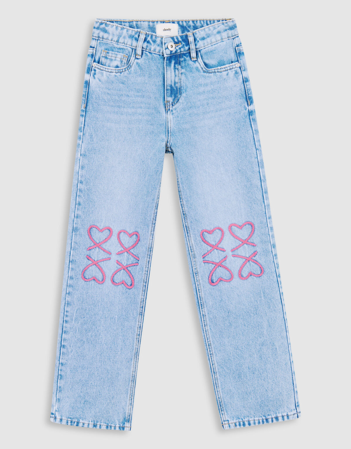 Heart Straight Fit Jeans Blauw SHOEBY GIRLS