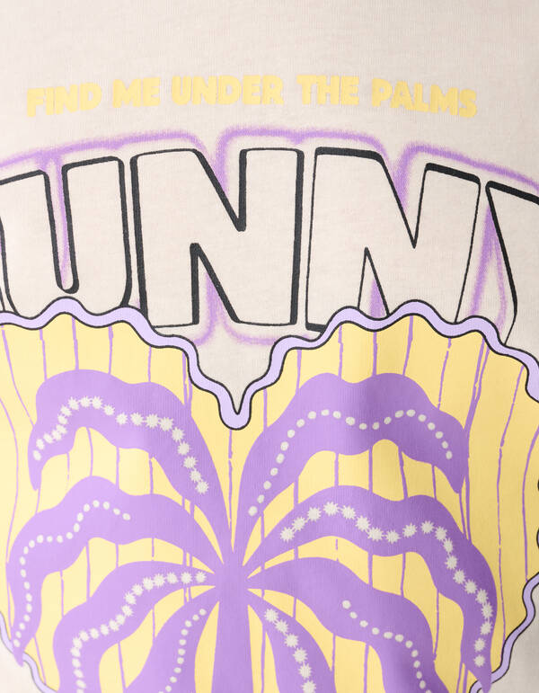 Sunny Palms Artwork T-shirt Gebroken Wit SHOEBY GIRLS