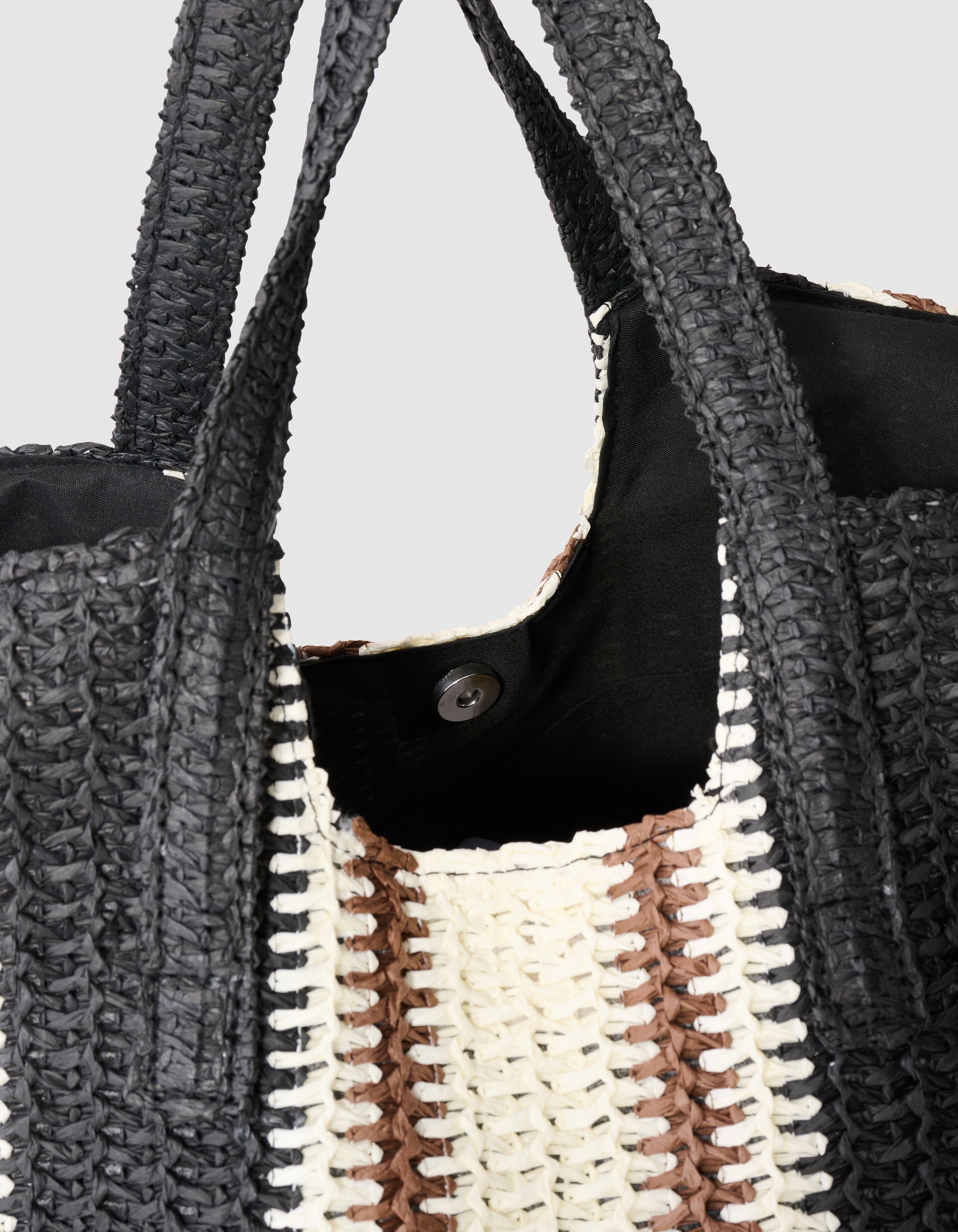 Gebreide Strandshopper Zwart/Bruin SHOEBY ACCESSOIRES