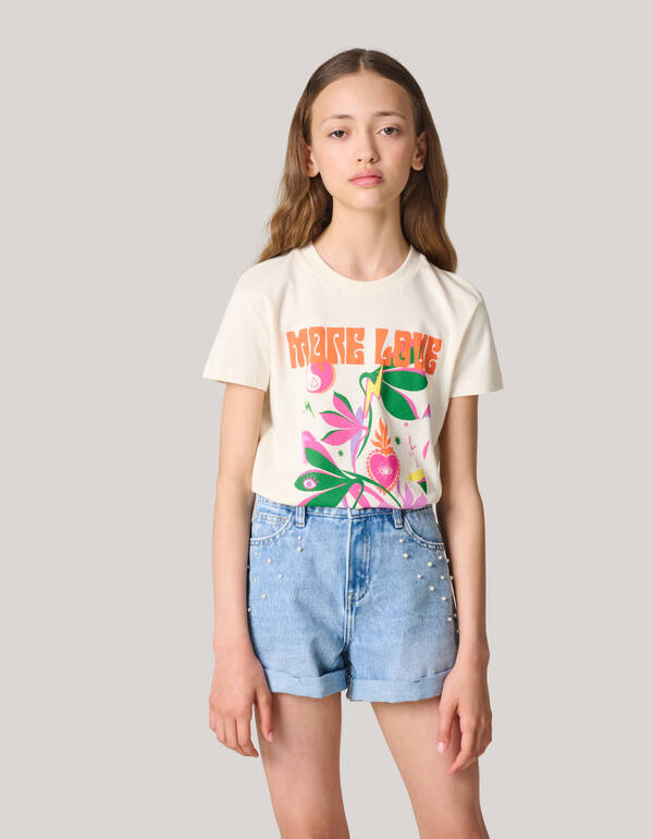 Artwork T-shirt Gebroken Wit SHOEBY GIRLS