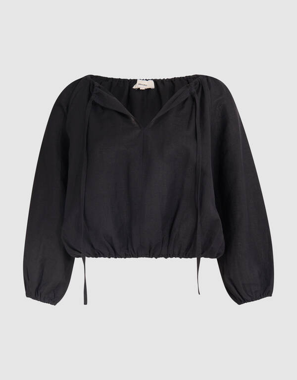 Linnen Blouse Zwart By Mieke SHOEBY WOMEN