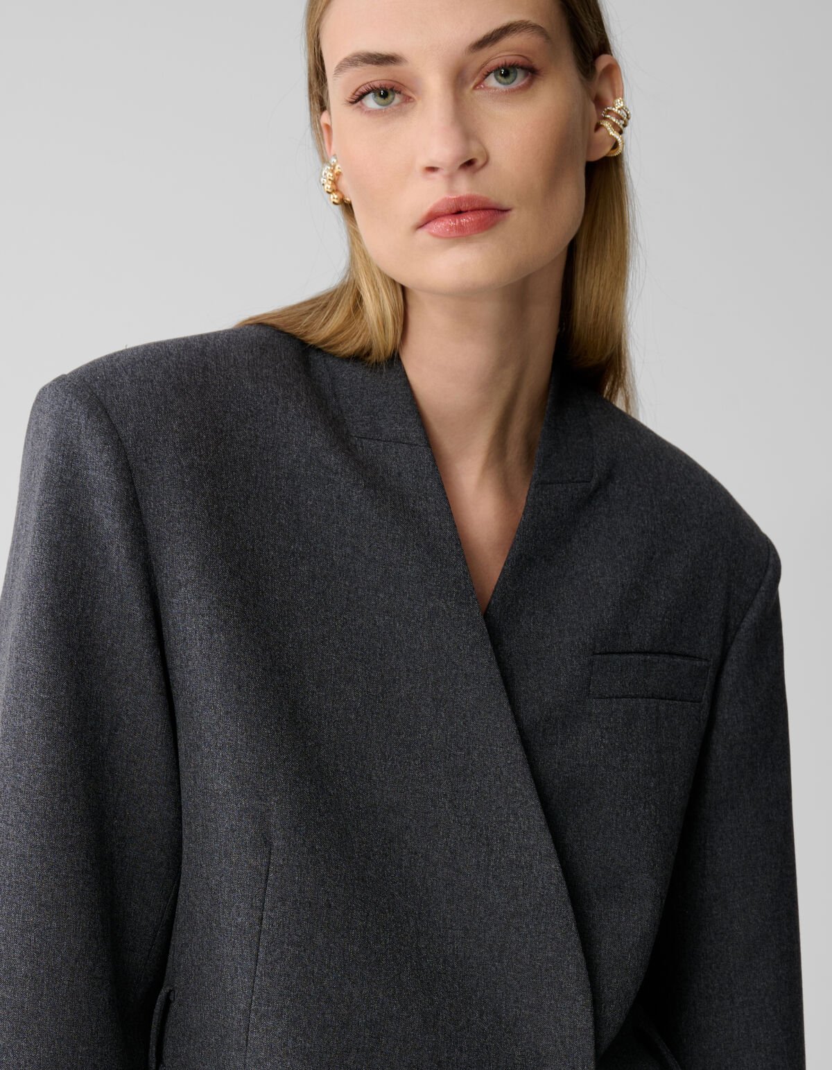 Oversized Wrap Blazer Donkergrijs By Lonneke SHOEBY WOMEN