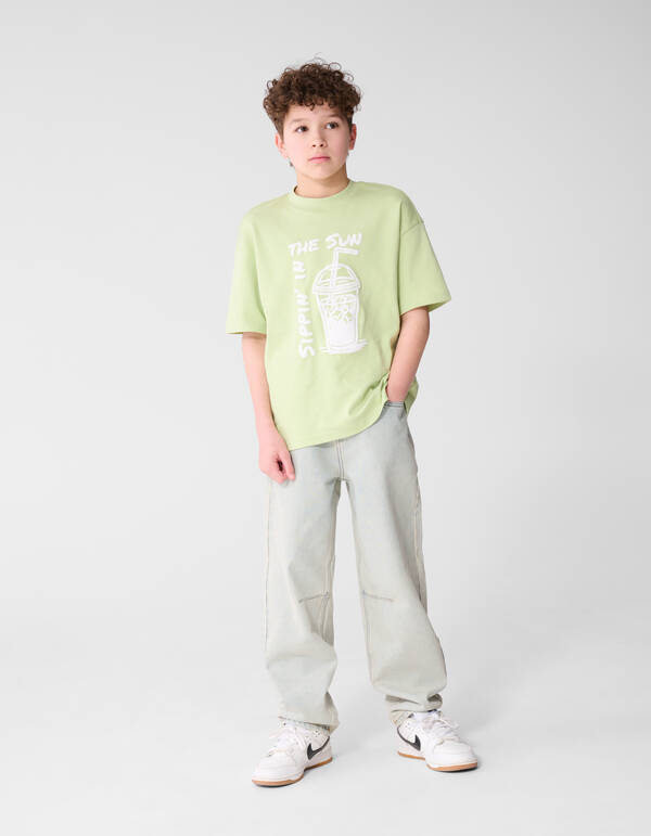 Sipping Artwork T-shirt Lichtgroen SHOEBY BOYS