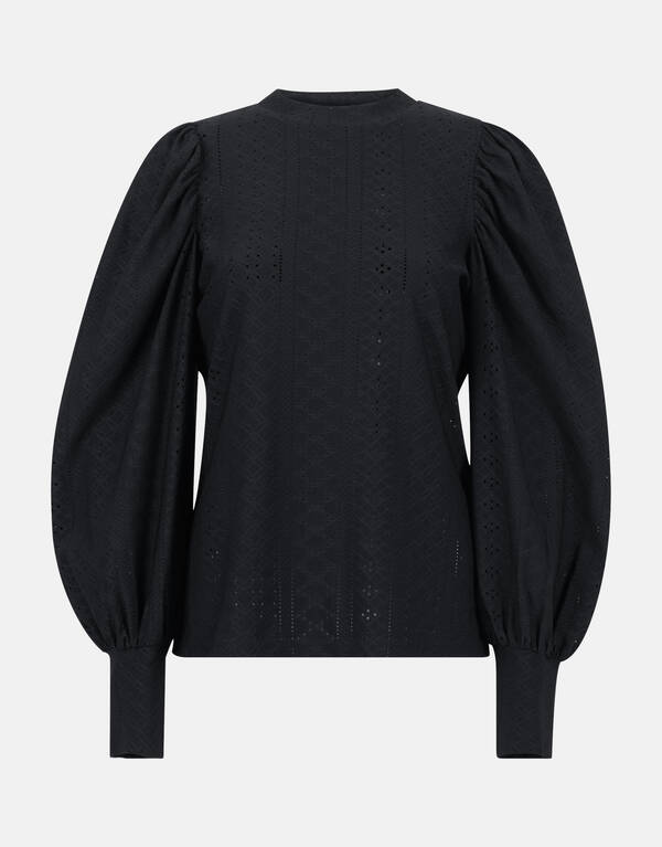 Embroidery Jersey Top Zwart SHOEBY WOMEN