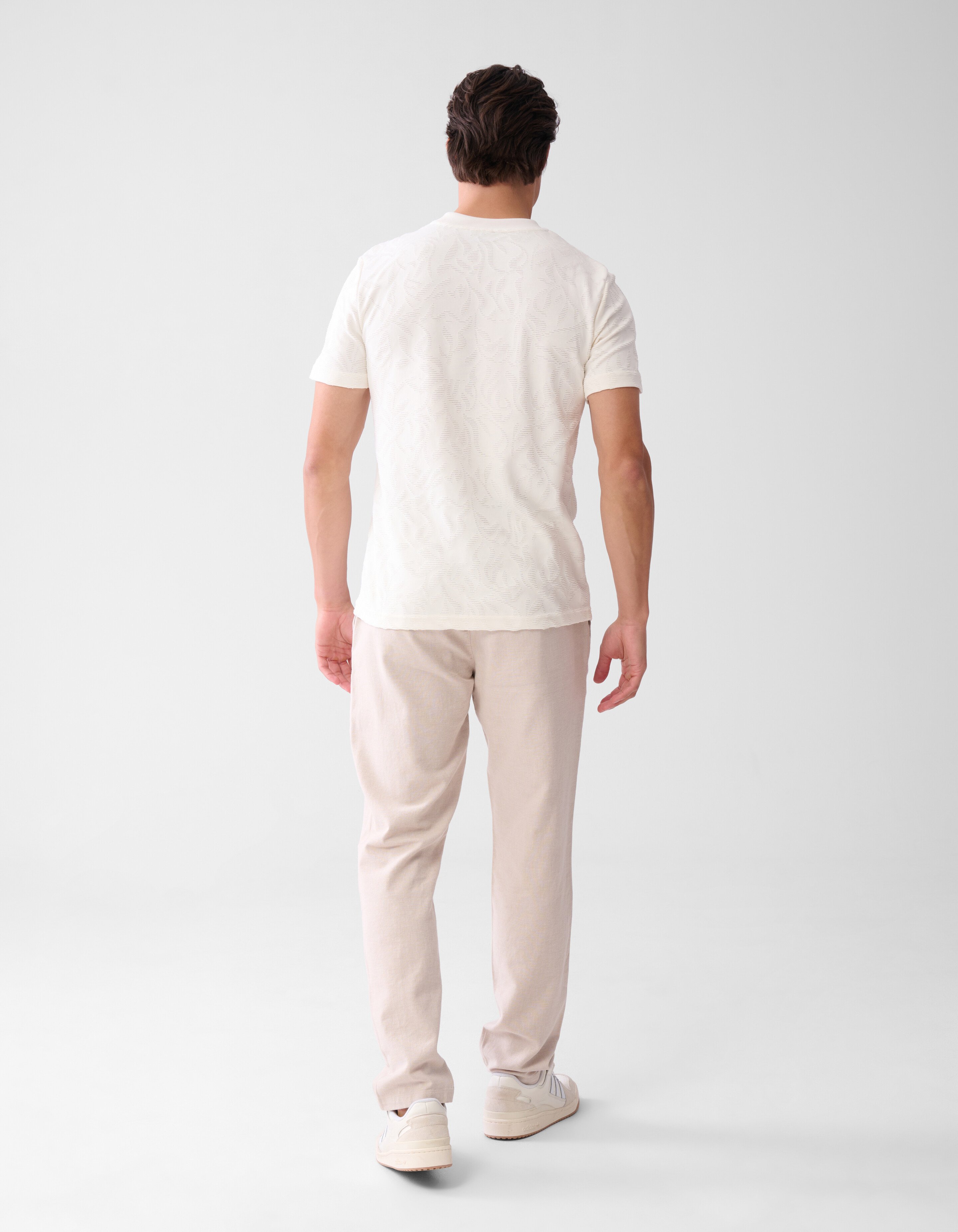 Structuur T-shirt Gebroken Wit SHOEBY MEN