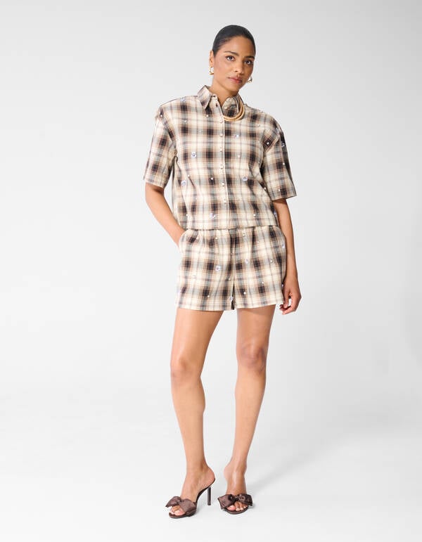 Ruiten Beaded Short Bruin SHOEBY WOMEN