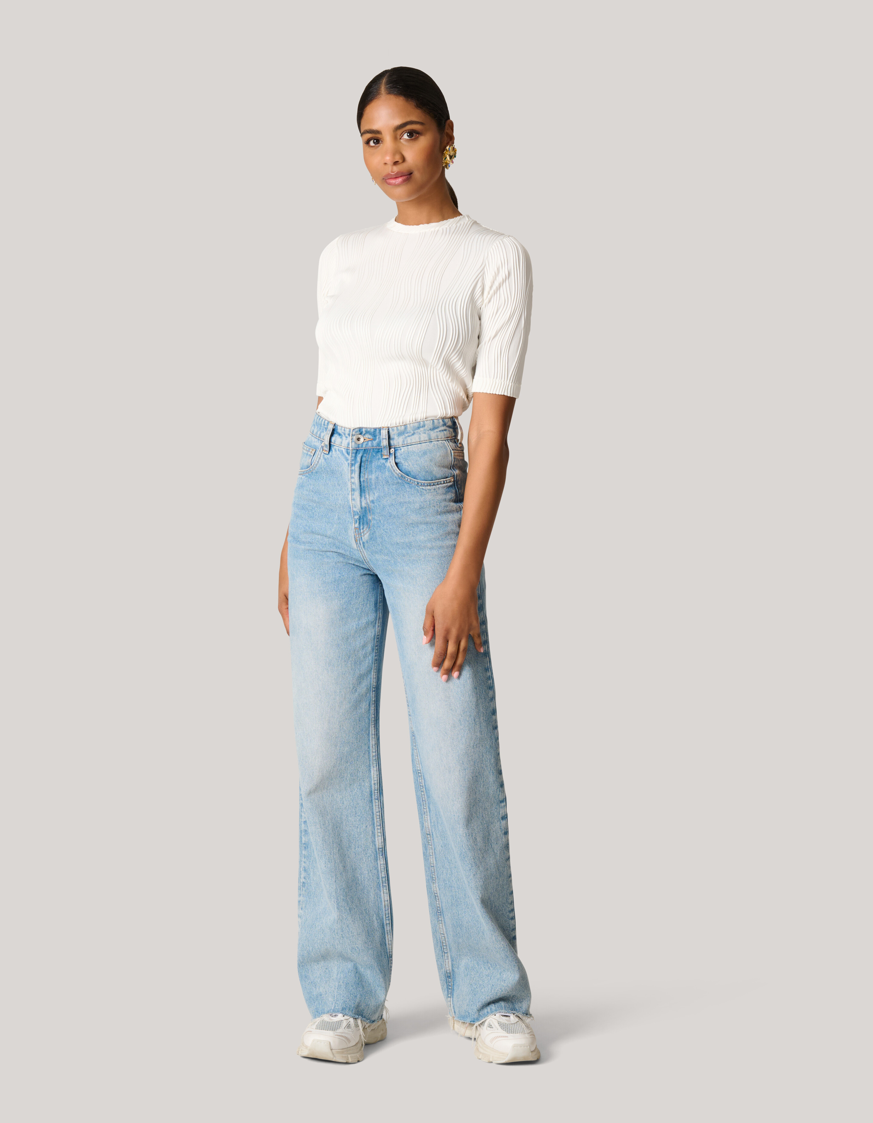 Swirl Crinkle Top Wit SHOEBY WOMEN