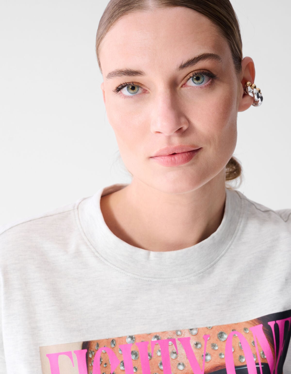 Oversized Magazine Artwork T-shirt Lichtgrijs SHOEBY WOMEN