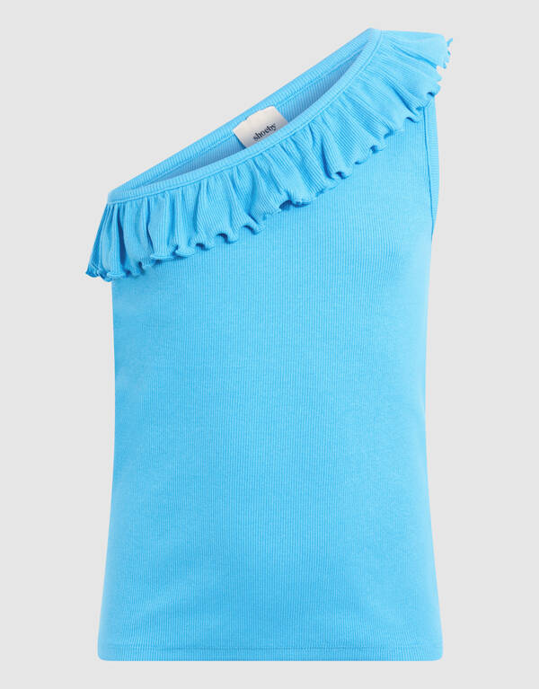 One Shoulder Rib Top Blauw SHOEBY GIRLS
