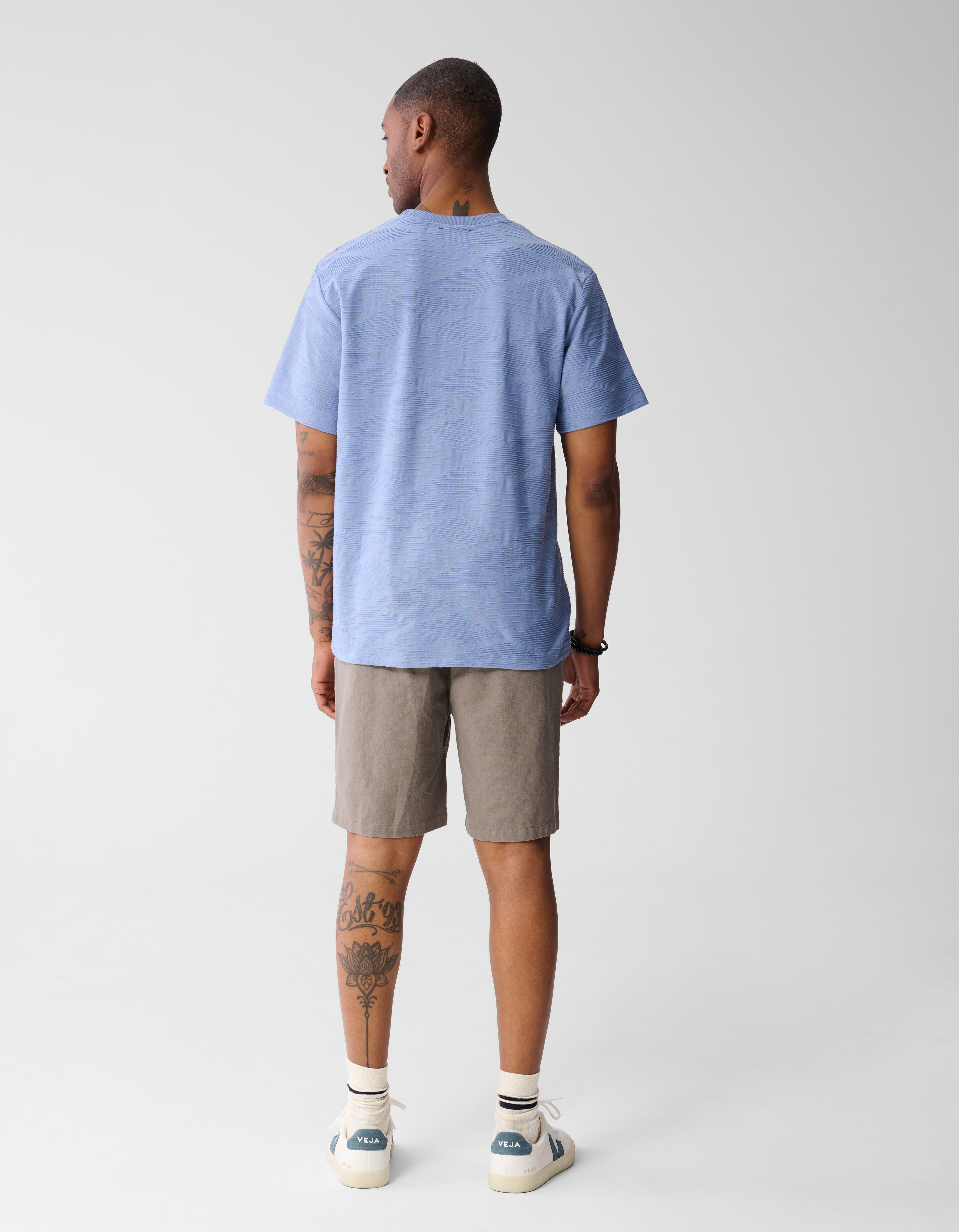 Wave Structuur T-shirt Lichtblauw SHOEBY MEN
