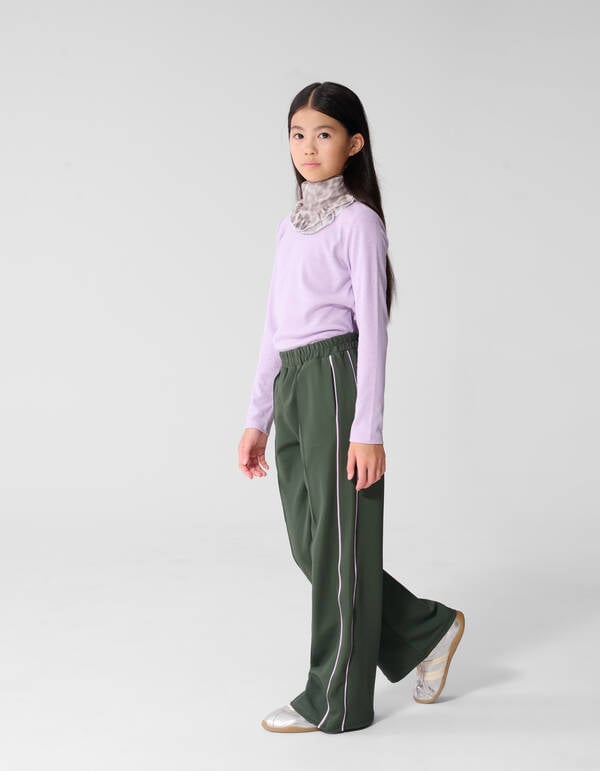 Piping Wide Leg Fit Broek Donkergroen SHOEBY GIRLS