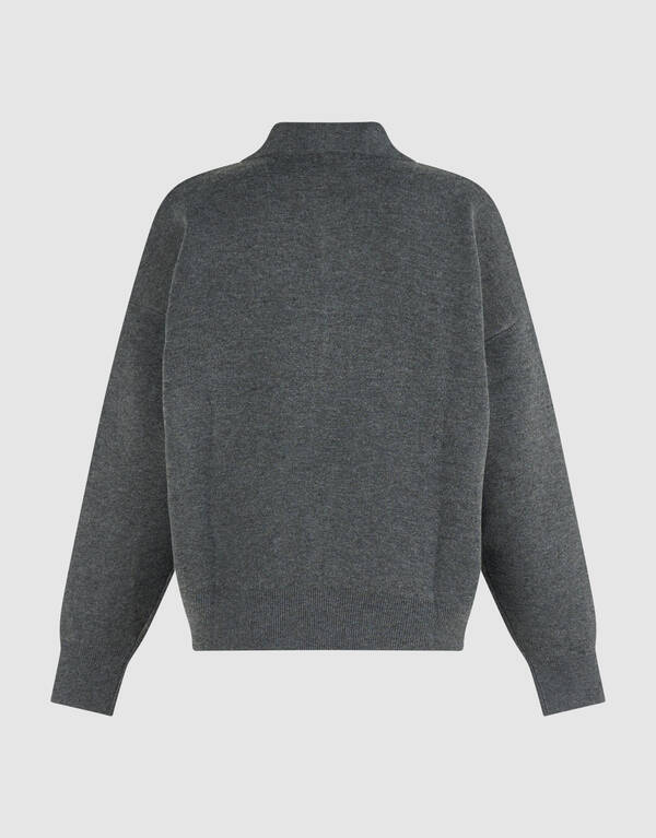 Oversized Gebreide Polo Trui Donkergrijs SHOEBY WOMEN