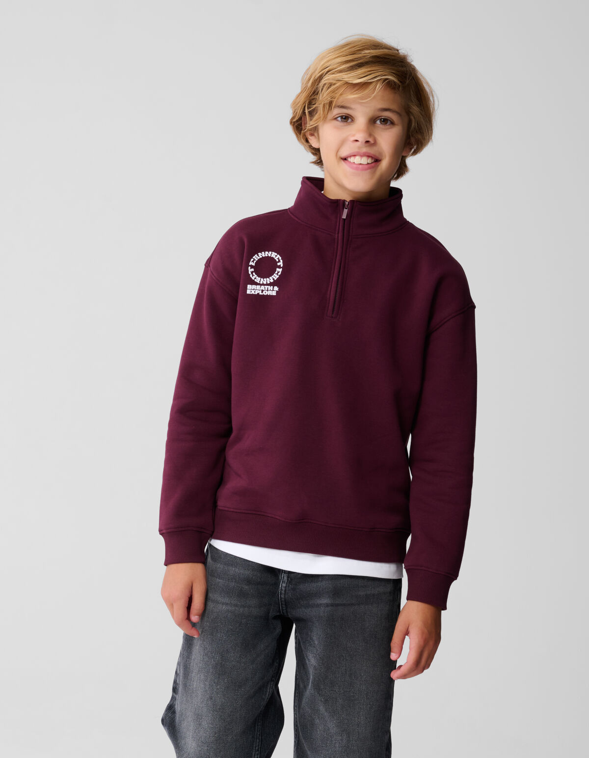 Half Zip Sweater Donkerrood SHOEBY BOYS