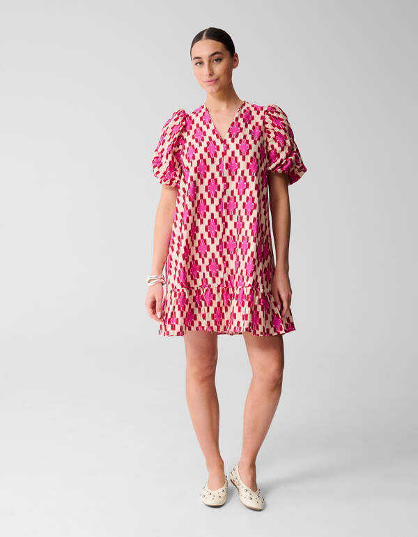 Printed Puffy Mini Jurk Roze SHOEBY WOMEN