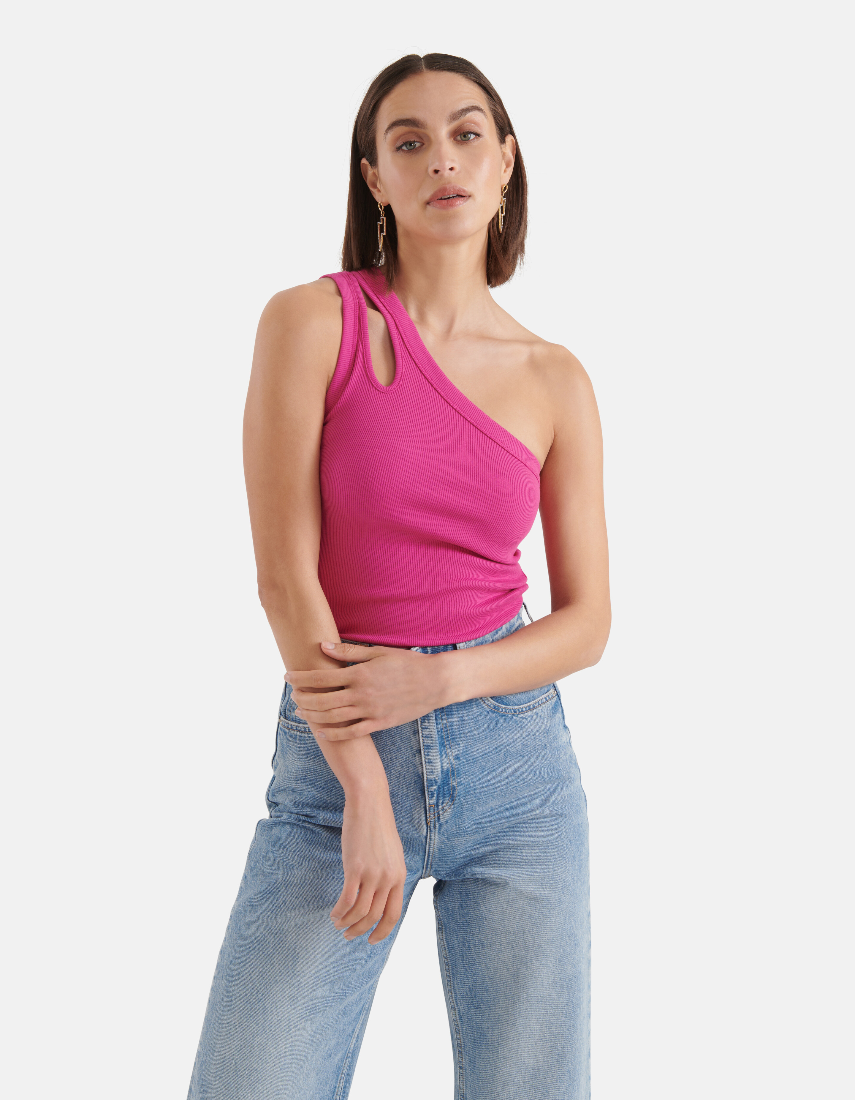 Asymmetrische Cut Out Top Roze SHOEBY WOMEN
