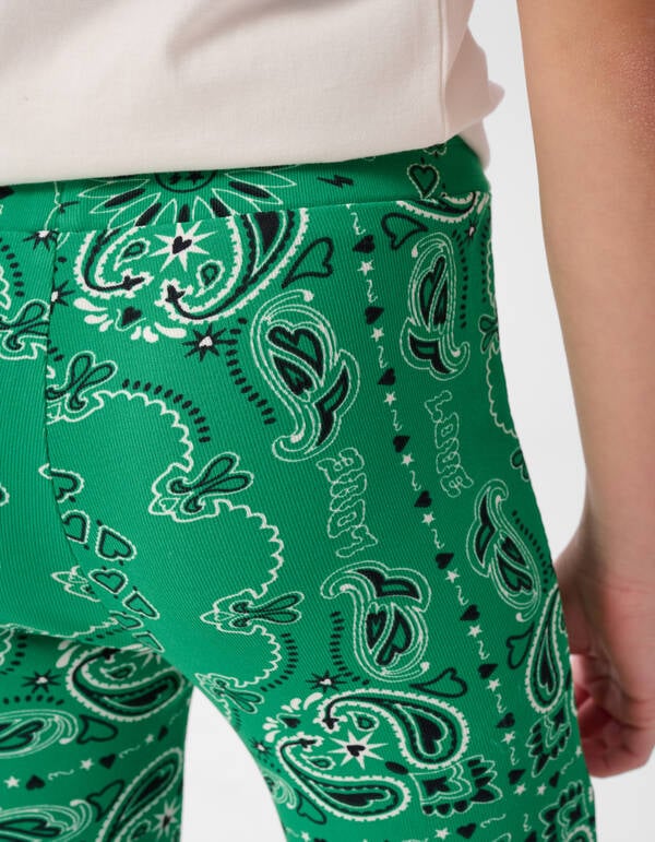 Printed Rib Flared Legging Groen SHOEBY GIRLS