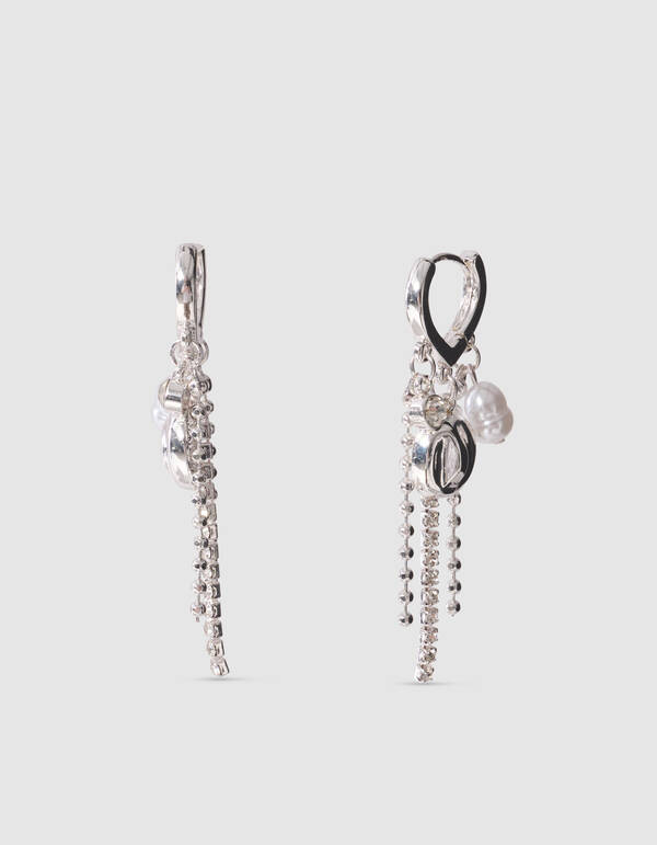 Strass Charm Oorbellen Zilver SHOEBY ACCESSOIRES