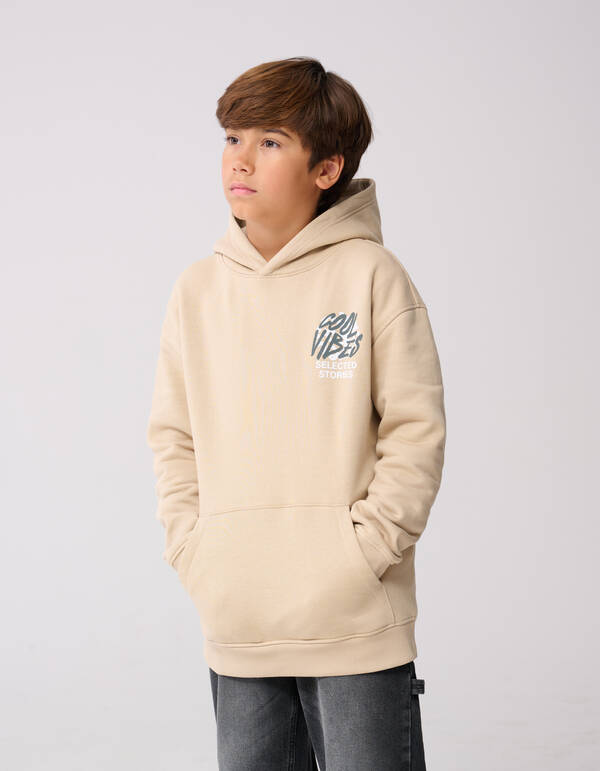 Cool Vibes Artwork Hoodie Beige SHOEBY BOYS